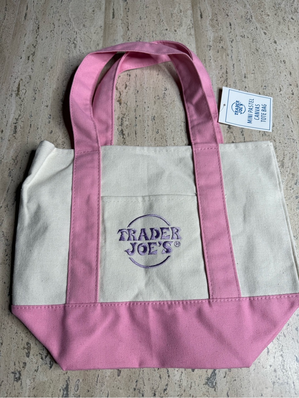 Trader Joe's Pastel Pink Mini Canvas Tote - Picture 6 of 8